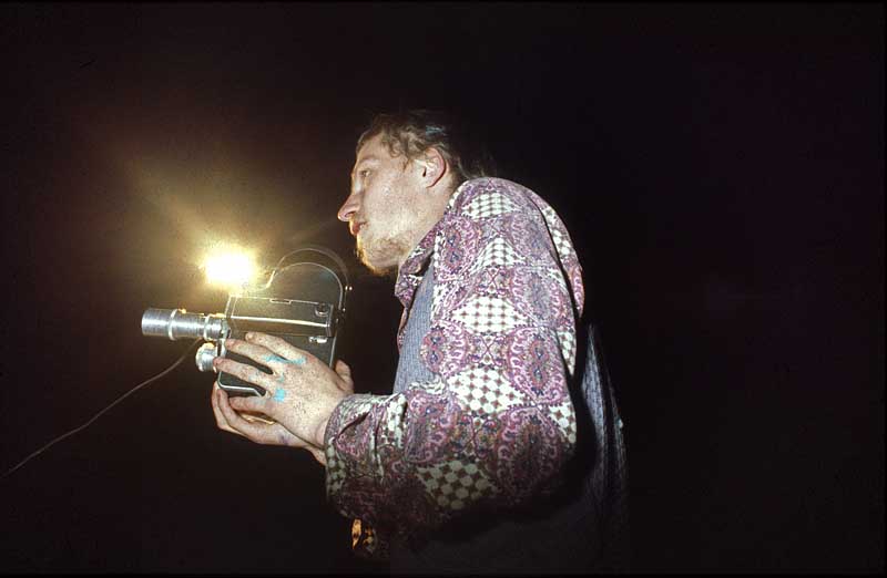 George with Bolex at the Deans Ave party 1981 (photo Stu)