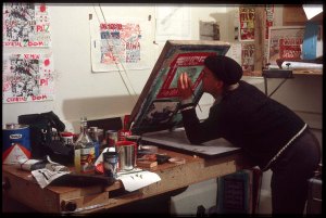 Stu screen printing in 2/222 High Street INK Inc. (circa 1984)